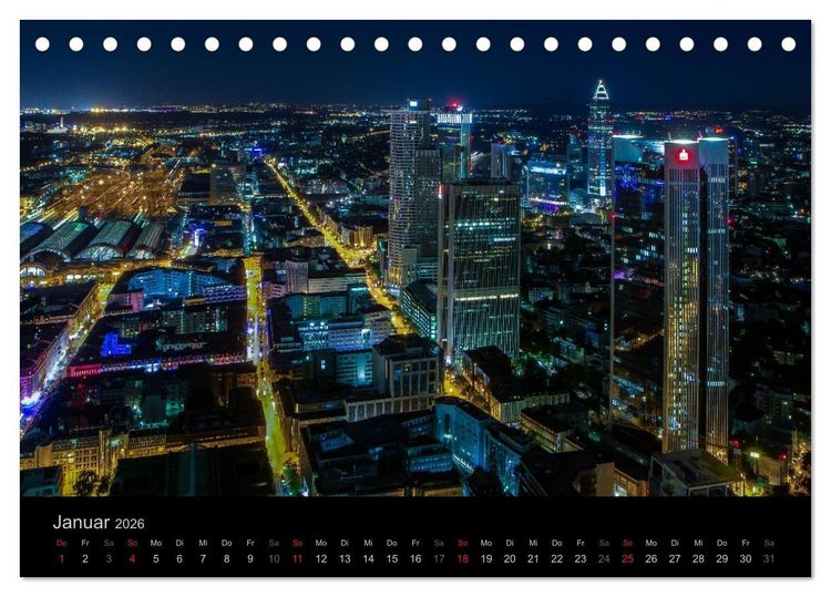 Produktbild: Frankfurt Skylights 2026 (Tischkalender 2026 DIN A5 quer), CALVENDO Monatskalender