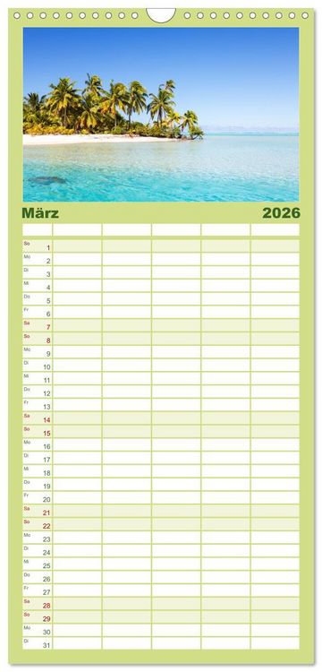 Produktbild: Familienplaner 2026 - S&uuml;dsee Inseln - Eine Reise ins Paradies mit 5 Spalten (Wandkalender, 21 x 45 cm) CALVENDO