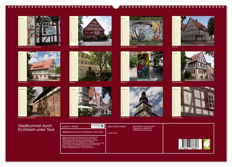 Produktbild: Stadtbummel durch Kirchheim unter Teck (hochwertiger Premium Wandkalender 2026 DIN A2 quer), Kunstdruck in Hochglanz