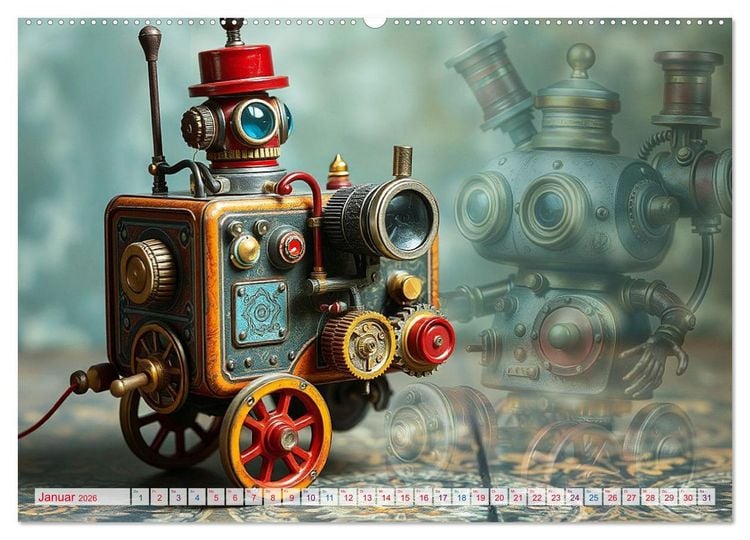 Produktbild: Mechanische Wunderwelten - Ein Jahr mit Steampunk Toys (Wandkalender 2026 DIN A2 quer), CALVENDO Monatskalender