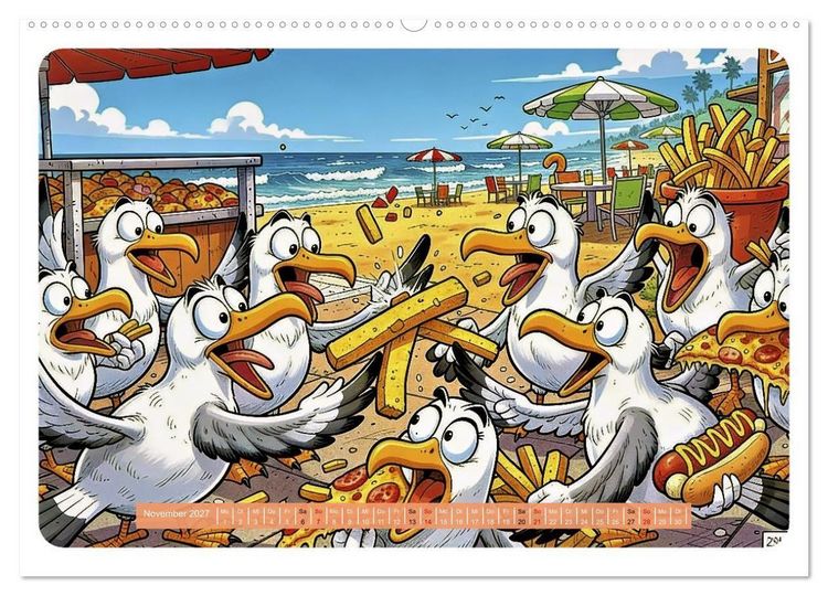 Produktbild: Gierige M&ouml;wen - Comic (hochwertiger Premium Wandkalender 2027 DIN A2 quer), Kunstdruck in Hochglanz