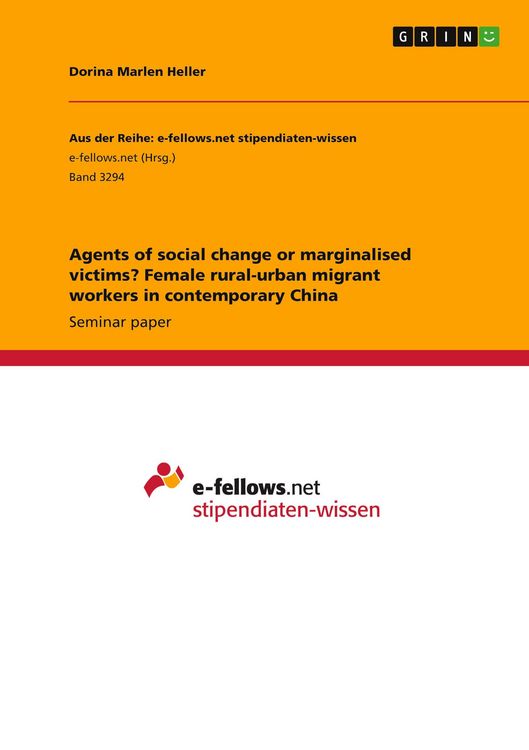 Produktbild: Agents of social change or marginalised victims? Female rural-urban migrant workers in contemporary China