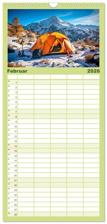 Produktbild: Familienplaner 2026 - Camping mit dem Zelt mit 5 Spalten (Wandkalender, 21 x 45 cm) CALVENDO