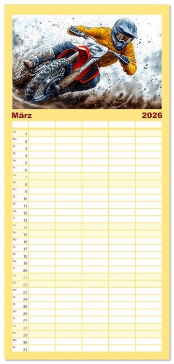 Produktbild: Familienplaner 2026 - Motocross - Highspeed durch das Jahr mit 5 Spalten (Wandkalender, 21 x 45 cm) CALVENDO
