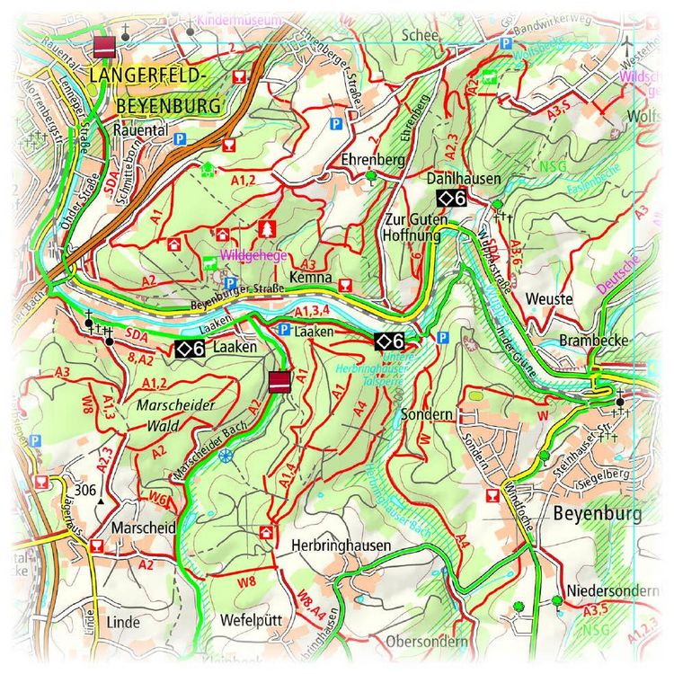 Produktbild: Publicpress Rad- und Wanderkarte Wuppertal, Bergisches Land, Solingen, Remscheid 1:50.000