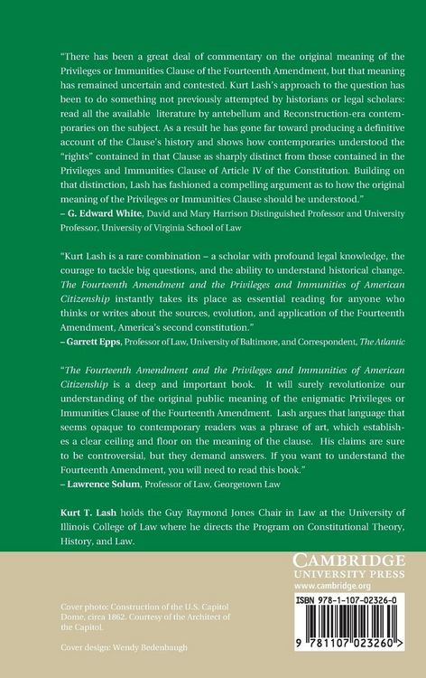 Produktbild: The Fourteenth Amendment and the Privileges and Immunities of American Citizenship