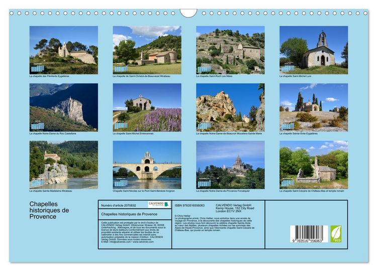 Produktbild: Chapelles historiques de Provence (Calendrier mural 2026 DIN A3 vertical), CALVENDO calendrier mensuel