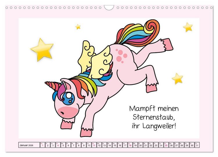 Produktbild: Unicorns. Einhorn-Spr&uuml;che und Weisheiten! (Wandkalender 2026 DIN A3 quer), CALVENDO Monatskalender