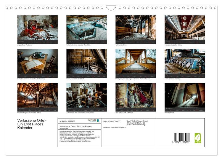 Produktbild: Verlassene Orte - Ein Lost Places Kalender (Wandkalender 2026 DIN A3 quer), CALVENDO Monatskalender