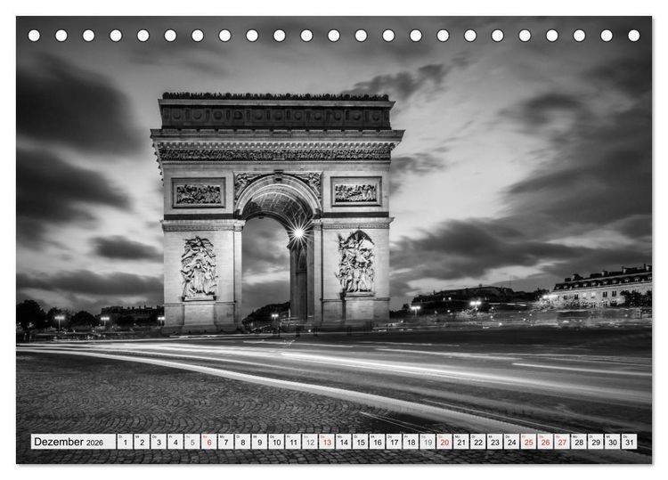 Produktbild: PARIS Monochrome Impressionen (Tischkalender 2026 DIN A5 quer), CALVENDO Monatskalender