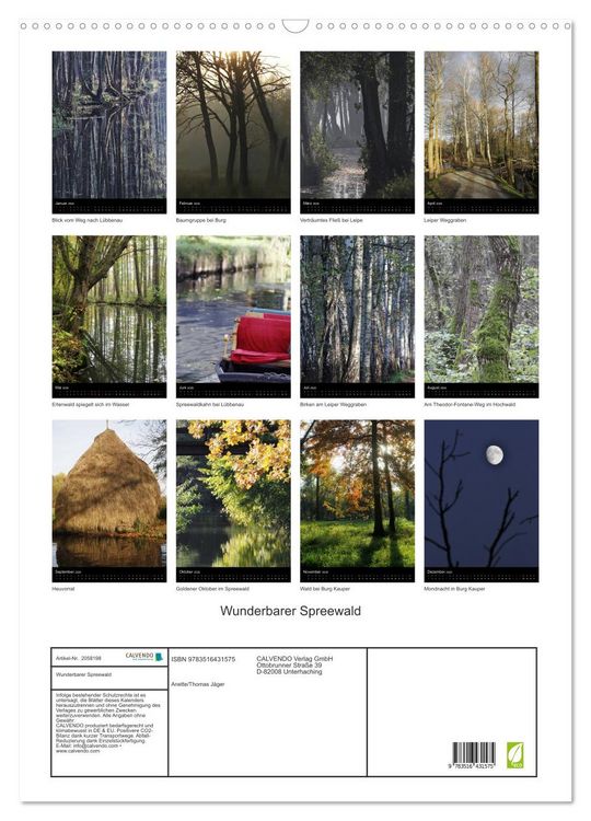 Produktbild: Wunderbarer Spreewald (Wandkalender 2026 DIN A2 hoch), CALVENDO Monatskalender