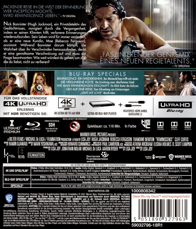 Produktbild: Reminiscence: Die Erinnerung stirbt nie (+ Blu-ray)