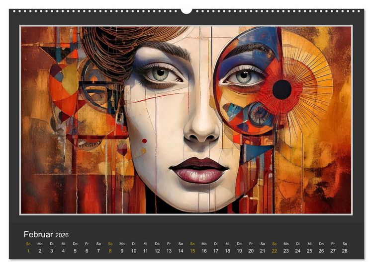 Produktbild: Frauenportr&auml;ts mit dekonstruktivem Ansatz (hochwertiger Premium Wandkalender 2026 DIN A2 quer), Kunstdruck in Hochglanz