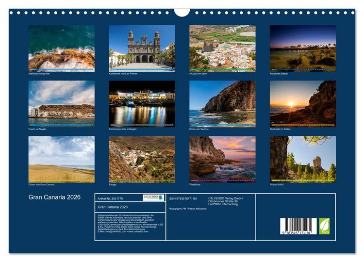 Produktbild: Gran Canaria 2026 (Wandkalender 2026 DIN A3 quer), CALVENDO Monatskalender