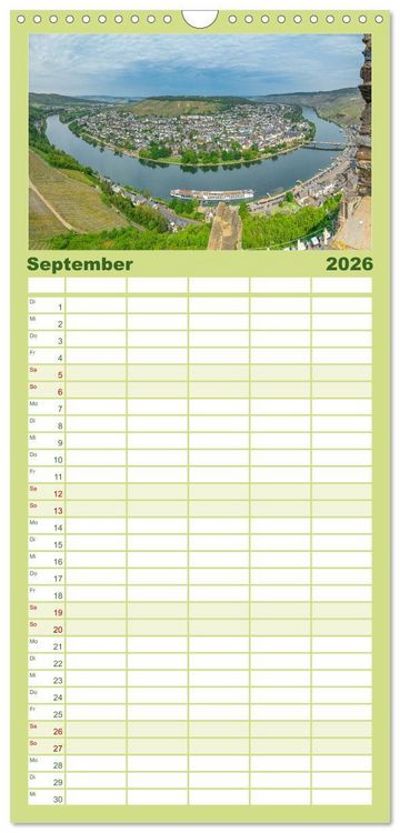 Produktbild: Familienplaner 2026 - Naturwunder - Deutschlands Flussschleifen mit 5 Spalten (Wandkalender, 21 x 45 cm) CALVENDO
