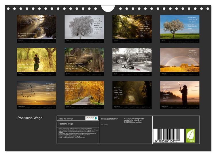 Produktbild: Poetische Wege (Wandkalender 2026 DIN A4 quer), CALVENDO Monatskalender