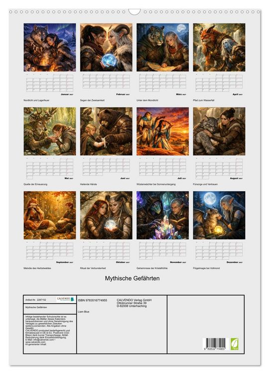 Produktbild: Mythische Gef&auml;hrten (Wandkalender 2027 DIN A2 hoch), CALVENDO Monatskalender