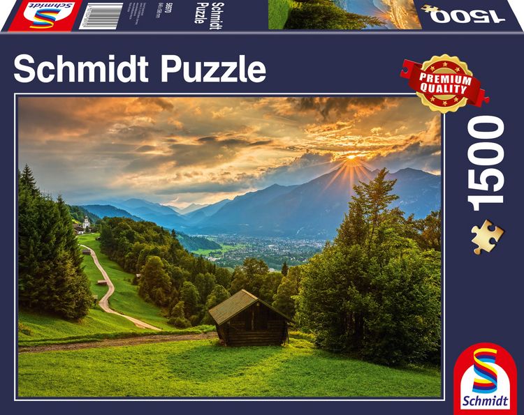 Produktbild: Sonnenuntergang &uuml;ber dem Bergdorf Wamberg (Puzzle)