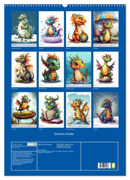 Produktbild: Drachen Kinder (Wandkalender 2026 DIN A2 hoch), CALVENDO Monatskalender