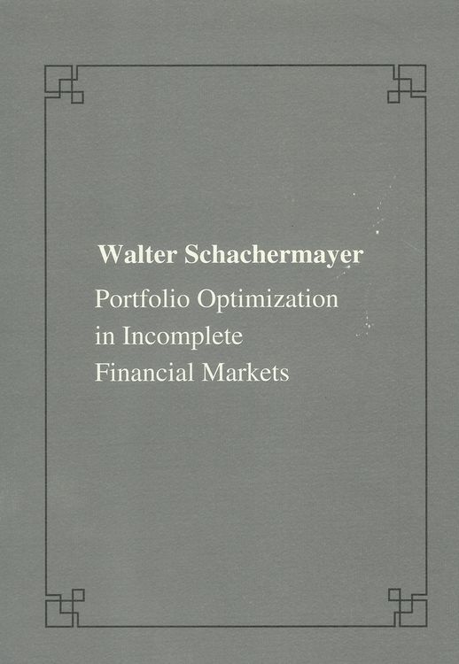 Produktbild: Portfolio optimizations in incomplete financial markets
