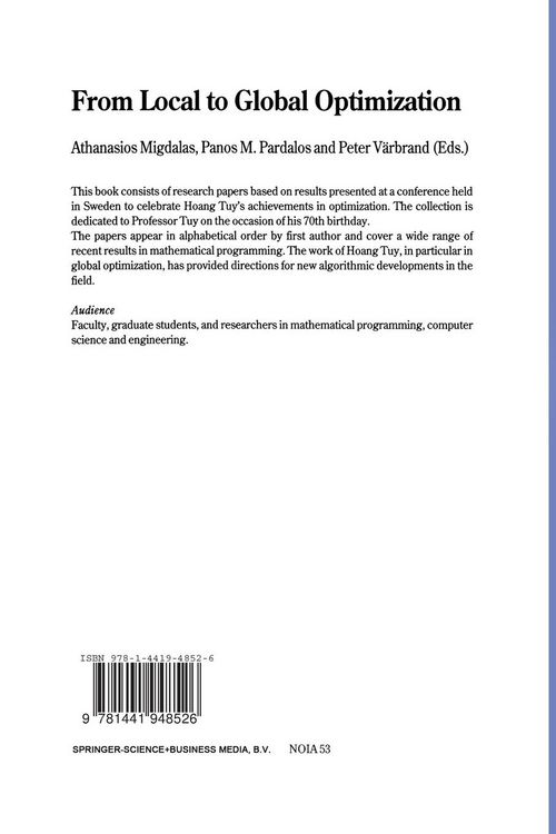 Produktbild: From Local to Global Optimization