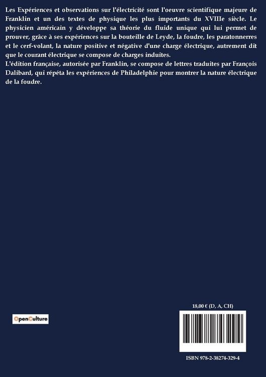 Produktbild: Exp&eacute;riences et observations sur l'&eacute;lectricit&eacute;
