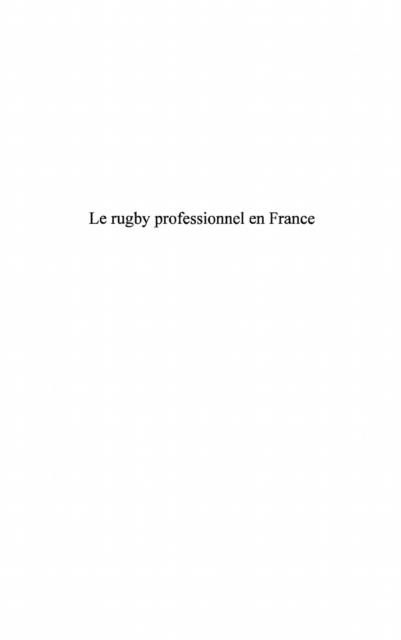 Produktbild: Le rugby professionnel en France