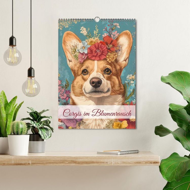 Produktbild: Corgis im Blumenrausch (Wandkalender 2027 DIN A3 hoch), CALVENDO Monatskalender