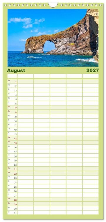 Produktbild: Familienplaner 2027 - Liparische Inseln - Vulkane im Tyrrhenischen Meer mit 5 Spalten (Wandkalender, 21 x 45 cm) CALVENDO
