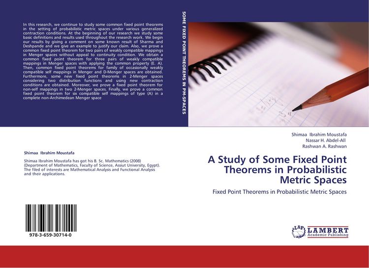Produktbild: A Study of Some Fixed Point Theorems in Probabilistic Metric Spaces