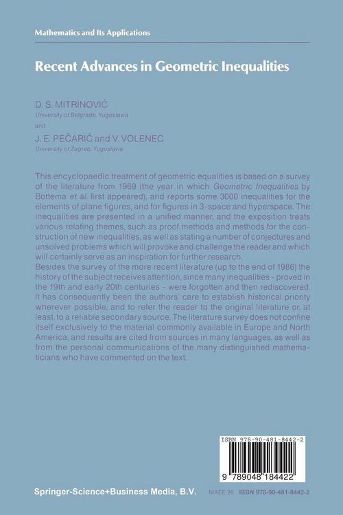 Produktbild: Recent Advances in Geometric Inequalities