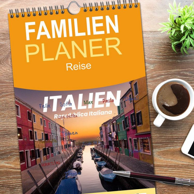 Produktbild: Familienplaner 2026 - Italien - einzigartige Motive mit 5 Spalten (Wandkalender, 21 x 45 cm) CALVENDO