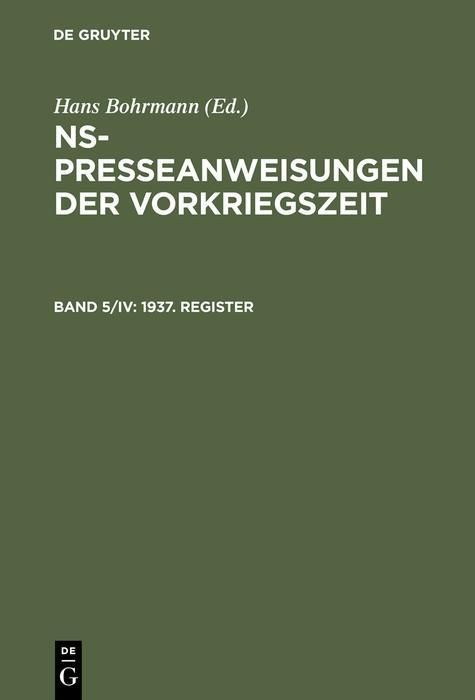 Produktbild: 1937. Register
