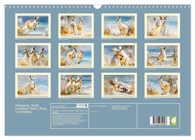 Produktbild: K&auml;ngurus. Spa&szlig; zwischen Sand, Wind und Wellen (Wandkalender 2027 DIN A3 quer), CALVENDO Monatskalender