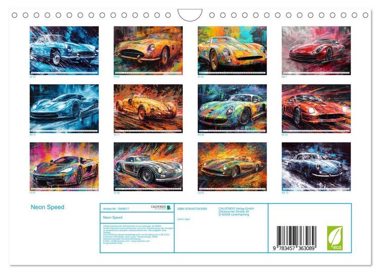 Produktbild: Neon Speed (Wandkalender 2026 DIN A4 quer), CALVENDO Monatskalender