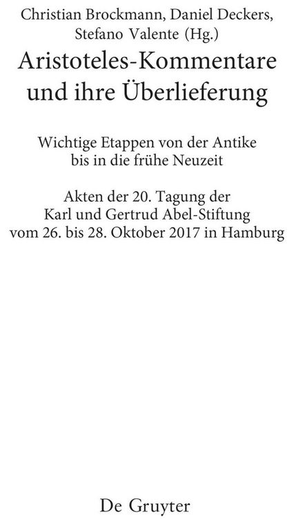 Produktbild: Aristoteles-Kommentare und ihre &Uuml;berlieferung