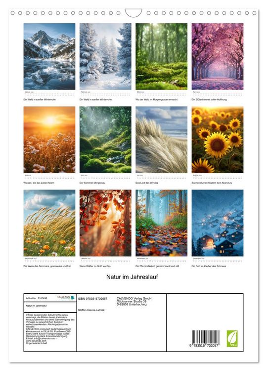 Produktbild: Natur im Jahreslauf (Wandkalender 2026 DIN A3 hoch), CALVENDO Monatskalender