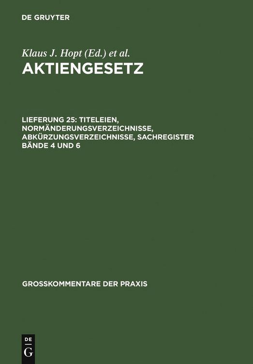 Produktbild: Titeleien, Norm&auml;nderungsverzeichnisse, Abk&uuml;rzungsverzeichnisse, Sachregister B&auml;nde 4 und 6