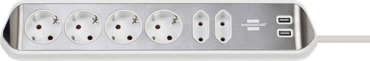 Produktbild: Brennenstuhl 1153590620 Tischsteckdose Silber, Wei&szlig; Schutzkontakt 1 St.