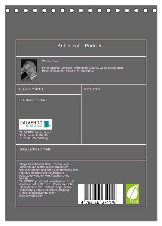 Produktbild: Kubistische Portr&auml;ts (Tischkalender 2026 DIN A5 hoch), CALVENDO Monatskalender