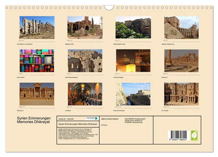 Produktbild: Syrien Erinnerungen Memories Dhikrayat (Wandkalender 2026 DIN A3 quer), CALVENDO Monatskalender