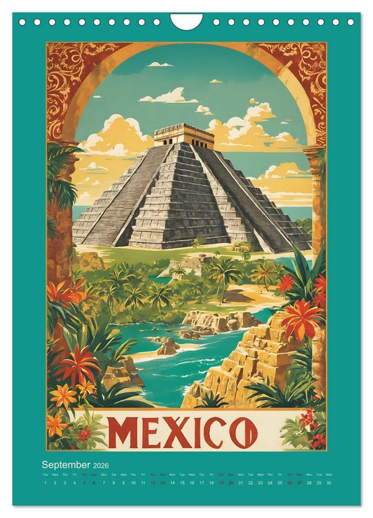 Produktbild: World Travel Posters - Nostalgic Trip Around the Globe (Wall Calendar 2026 DIN A4 portrait), CALVENDO 12 Month Wall Calendar