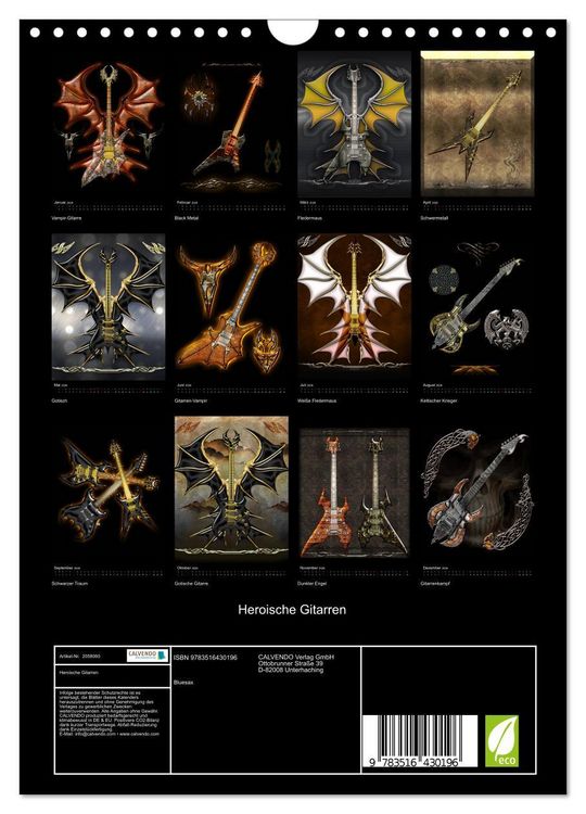 Produktbild: Heroische Gitarren (Wandkalender 2026 DIN A4 hoch), CALVENDO Monatskalender