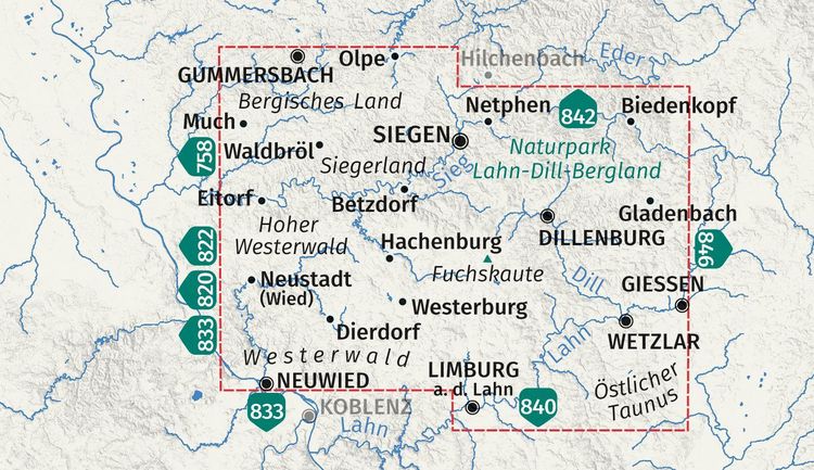 Produktbild: KOMPASS Wanderkarten-Set 847 Westerwald, Siegen, Naturpark Lahn-Dill-Bergland (2 Karten) 1:50.000