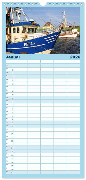 Produktbild: Familienplaner 2026 - Gr&uuml;&szlig;e von Pellworm mit 5 Spalten (Wandkalender, 21 x 45 cm) CALVENDO