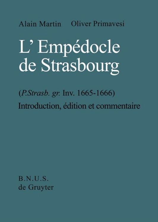 Produktbild: L' Empedocle de Strasbourg