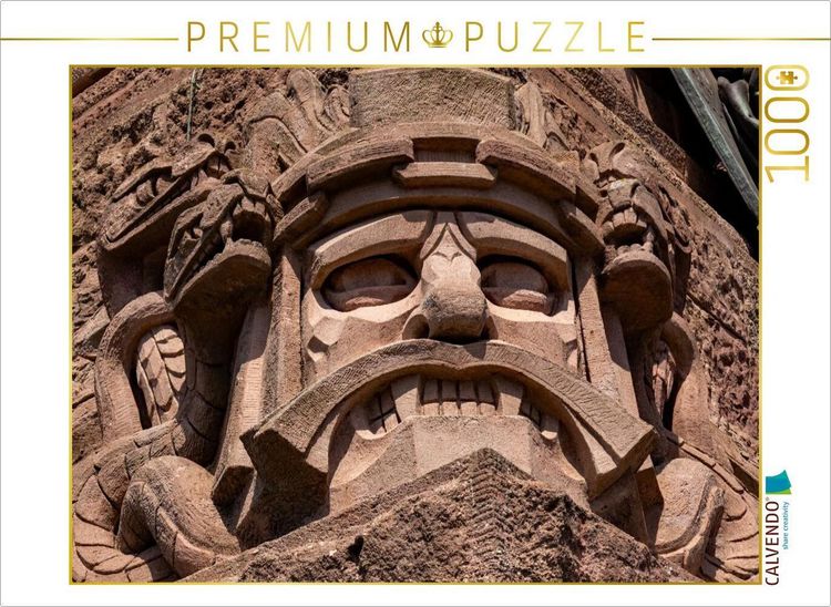 Produktbild: CALVENDO Puzzle Knurrenden Sandstein Kopfmaske mit Schlangen | 1000 Teile Lege-Gr&ouml;&szlig;e 64x48cm Foto-Puzzle f&uuml;r gl&uuml;ckliche Stunden