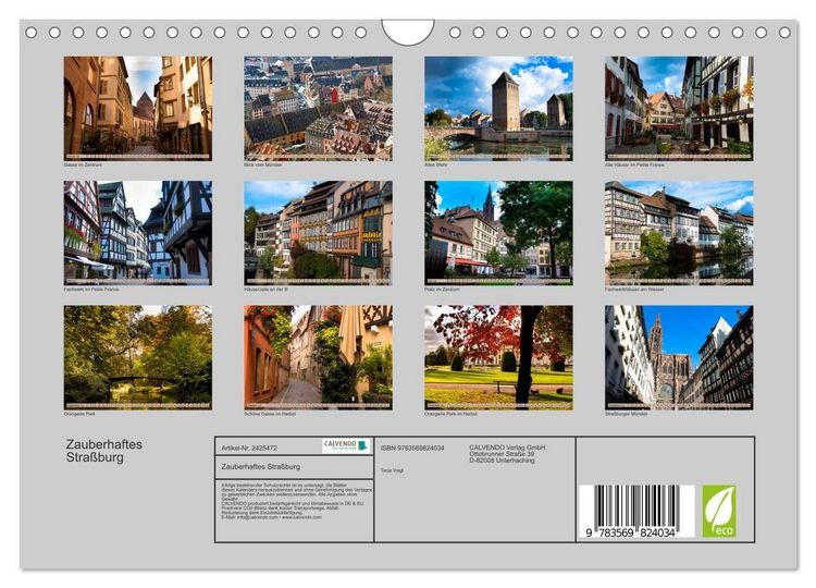 Produktbild: Zauberhaftes Stra&szlig;burg (Wandkalender 2027 DIN A4 quer), CALVENDO Monatskalender