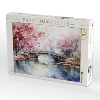 Produktbild: CALVENDO Puzzle Br&uuml;cke unter bl&uuml;henden B&auml;umen | 1000 Teile Lege-Gr&ouml;&szlig;e 64x48cm Foto-Puzzle f&uuml;r gl&uuml;ckliche Stunden