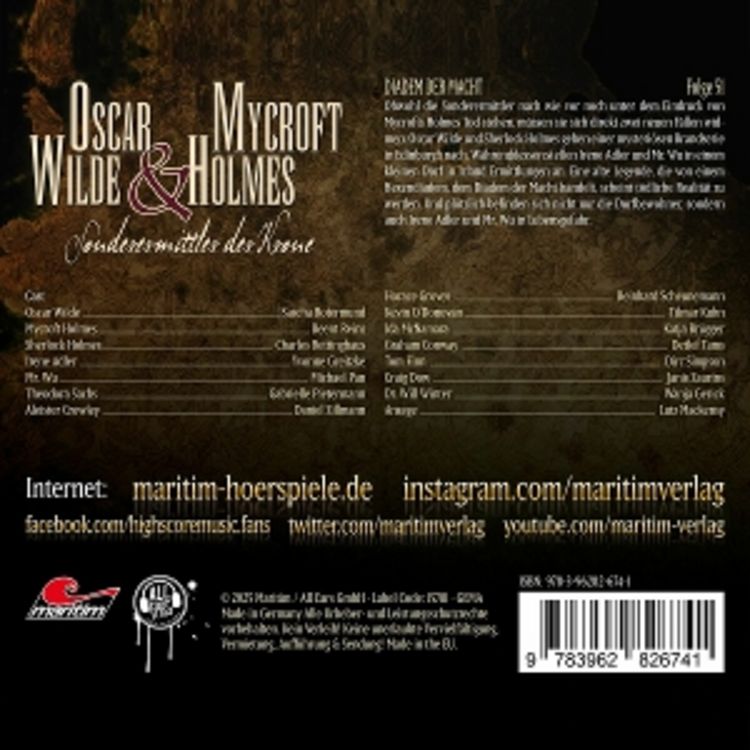 Oscar Wilde & Mycroft Holmes - Diadem der Macht, 1 Audio-CD